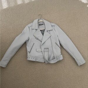 Women's light Blue Leather Jacket